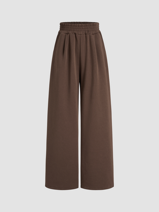 High Waist Solid Wide Leg Sweatpants