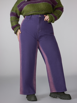 Ombre Denim High Waist Flared Jeans Curve & Plus