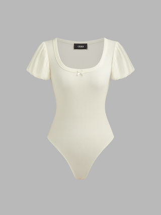 Scoop Neckline Bowknot Bodysuit