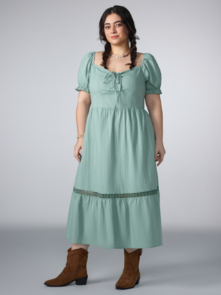 Scoop Neck Drawstring Maxi Dress Curve & Plus