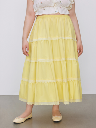 Mid Rise Layered Maxi Skirt Curve & Plus