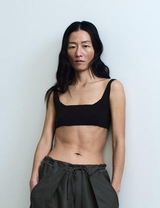 Scoop Neckline Solid Tank Crop Top