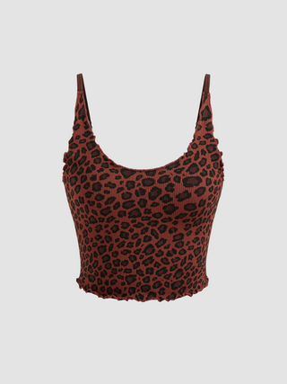 Seamless U-neckline Leopard Crop Cami Top