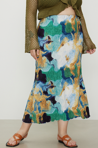 Mid Waist Tie Dye Texture Maxi Skirt Curve & Plus